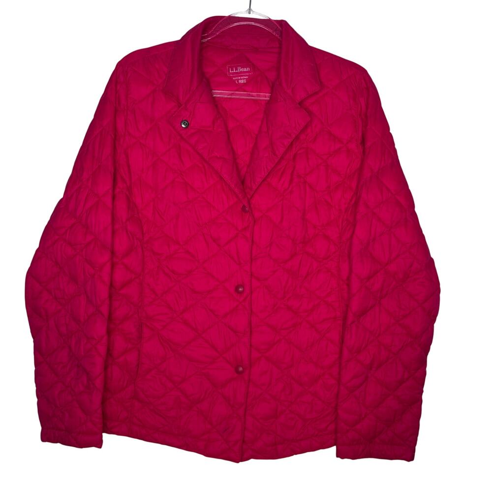 L.L.Bean Quilted Jacket Pink Lightweight Snap Front Women’s Large